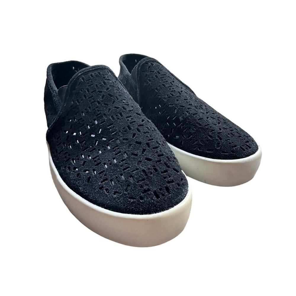 Joie Huxley Platform Skater Slip-on Sneakers EU 38 US 8 Black Laser Cut Suede